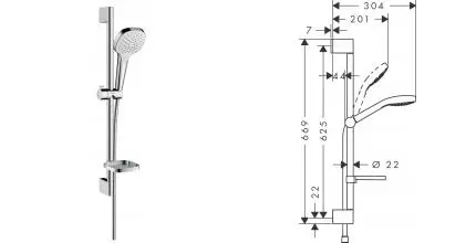 Душевой гарнитур «Hansgrohe» Croma Select E Vario 26586400 хром Душевой гарнитур «Hansgrohe» Croma Select E Vario 26586400 хром