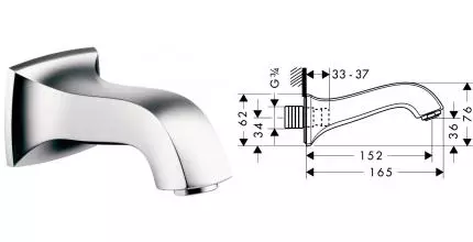 Излив к смесителю «Hansgrohe» Metris Classic 13413000 16,5 хром