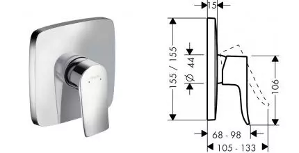 HG 31 456 000 Metris Смеситель для душа (внешняя монтажная часть) · Metris, Hansgrohe, 31456000