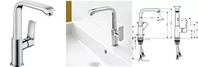 Смеситель для раковины «Hansgrohe» Metris 31187000 с донным клапаном хром