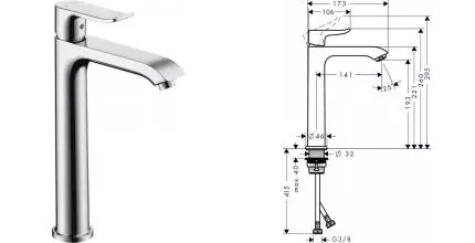 Смеситель для раковины «Hansgrohe» Metris 31185000 хром