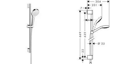 Душевой гарнитур «Hansgrohe» Croma Select S 26564400 хром/белый