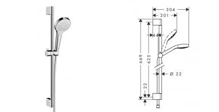 Душевой гарнитур «Hansgrohe» Croma Select S Vario 26562400 хром/белый