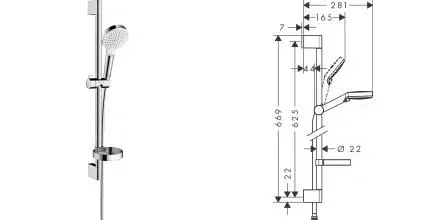 Душевой гарнитур «Hansgrohe» Crometta 26553400 хром/белый