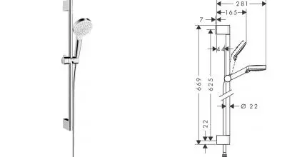 Душевой гарнитур «Hansgrohe» Crometta 26532400 хром/белый Душевой гарнитур «Hansgrohe» Crometta 26532400 хром/белый