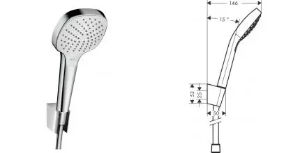 Душевой гарнитур «Hansgrohe» Croma Select E Vario 26413400 хром/белый Душевой гарнитур «Hansgrohe» Croma Select E Vario 26413400 хром/белый
