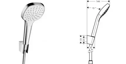 Душевой гарнитур «Hansgrohe» Croma Select E 26412400 хром/белый