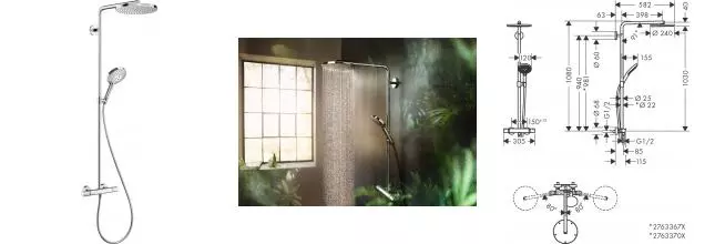 Душевая система «Hansgrohe» Raindance Select S 27633000 с термостатом хром