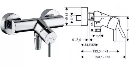 Смеситель для душа «Hansgrohe» Talis 32640000 хром Смеситель для душа «Hansgrohe» Talis 32640000 хром