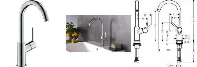 Смеситель для раковины «Hansgrohe» Talis 32084000 с донным клапаном хром Смеситель для раковины «Hansgrohe» Talis 32084000 с донным клапаном хром