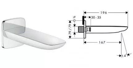 Излив к смесителю «Hansgrohe» PuraVida 15412400 19,6 белый/хром Излив к смесителю «Hansgrohe» PuraVida 15412400 19,6 белый/хром