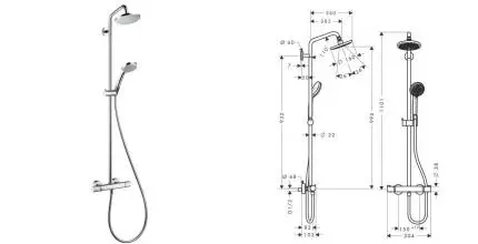 Душевая система «Hansgrohe» Croma 27135000 с термостатом хром Душевая система «Hansgrohe» Croma 27135000 с термостатом хром