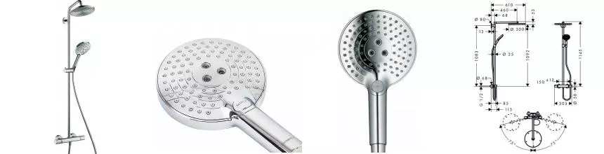 Душевая система «Hansgrohe» Raindance Select S 27115000 с термостатом хром Душевая система «Hansgrohe» Raindance Select S 27115000 с термостатом хром