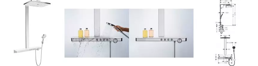 Душевая система «Hansgrohe» Rainmaker Select 27106400 с термостатом хром/белая Душевая система «Hansgrohe» Rainmaker Select 27106400 с термостатом хром/белая