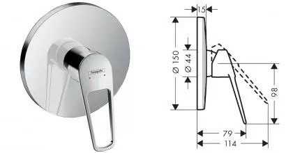 HG 71 365 000 Novus Loop Смеситель для душа (внешняя монтажная часть) · Novus, Hansgrohe, 71365000