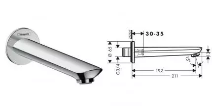 Излив к смесителю «Hansgrohe» Novus 71320000 21,1 хром Излив к смесителю «Hansgrohe» Novus 71320000 21,1 хром