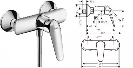 Смеситель для душа «Hansgrohe» Novus 71060000 хром