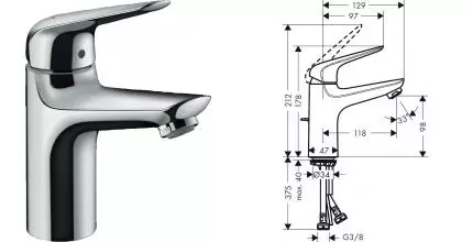 Смеситель для раковины «Hansgrohe» Novus 71031000 хром