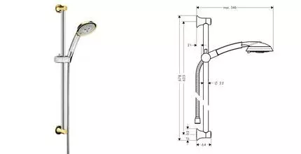Душевой гарнитур «Hansgrohe» Raindance Classic 27843090 хром/золото