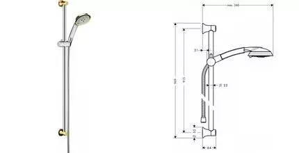 Душевой гарнитур «Hansgrohe» Raindance Classic 27841090 хром/золото