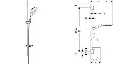 Душевой гарнитур «Hansgrohe» Raindance Select S 27803400 хром/белый