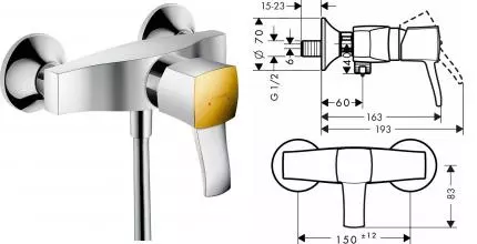 Смеситель для душа «Hansgrohe» Metropol Classic 31360090 хром/золото