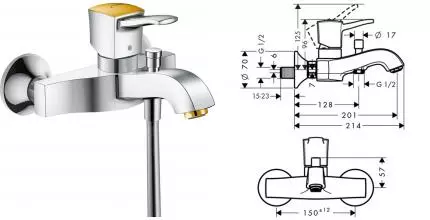 Смеситель для ванны «Hansgrohe» Metropol Classic 31340090 хром/золото Смеситель для ванны «Hansgrohe» Metropol Classic 31340090 хром/золото