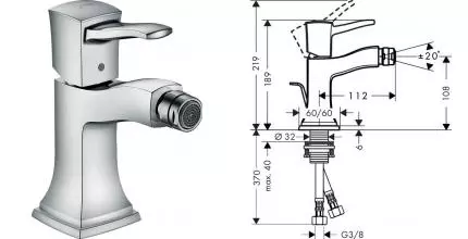 Смеситель для биде «Hansgrohe» Metropol Classic 31320000 с донным клапаном хром