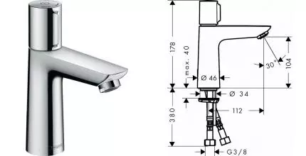 Смеситель для раковины «Hansgrohe» Talis Select E 71751000 хром