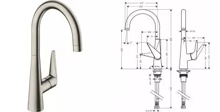 Смеситель для кухонной мойки «Hansgrohe» Talis S 72810800 серый матовый