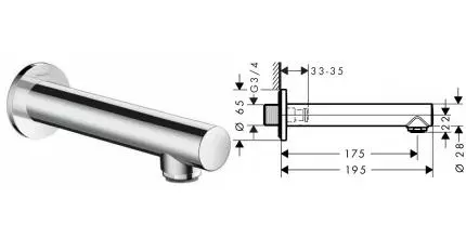 Излив к смесителю «Hansgrohe» Talis S 72410000 19,5 хром Излив к смесителю «Hansgrohe» Talis S 72410000 19,5 хром