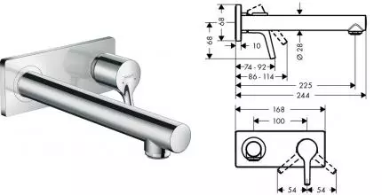 HG 72 111 000 Talis S Смеситель для раковины 225 мм, настенный (внешняя монтажная часть) · Talis S, Hansgrohe, 72111000 HG 72 111 000 Talis S Смеситель для раковины 225 мм, настенный (внешняя монтажная часть) · Talis S, Hansgrohe, 72111000