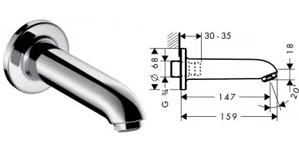 Излив к смесителю «Hansgrohe» 13414000 15,9 хром