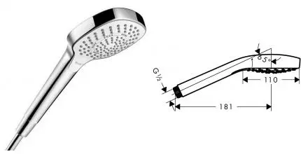 Ручная лейка «Hansgrohe» Croma Select E Multi 26810400 белая/хром