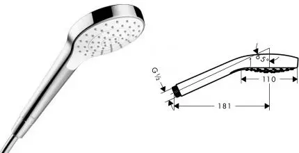 Ручная лейка «Hansgrohe» Croma Select S 26804400 белая/хром Ручная лейка «Hansgrohe» Croma Select S 26804400 белая/хром