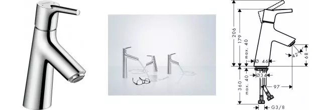 Смеситель для раковины «Hansgrohe» Talis S 72011000 с донным клапаном хром Смеситель для раковины «Hansgrohe» Talis S 72011000 с донным клапаном хром