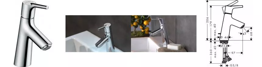 Смеситель для раковины «Hansgrohe» Talis S 72010000 с донным клапаном хром Смеситель для раковины «Hansgrohe» Talis S 72010000 с донным клапаном хром