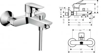 Смеситель для ванны «Hansgrohe» Talis E 71740000 хром Смеситель для ванны «Hansgrohe» Talis E 71740000 хром