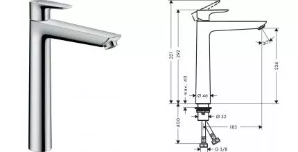 Смеситель для раковины «Hansgrohe» Talis E 71717000 хром