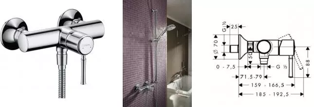 Смеситель для душа «Hansgrohe» Talis Classic 14161000 хром