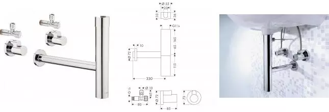 Сифон для раковины «Hansgrohe» HG 52120000 Flowstar набор с дизайнерским сифоном хром