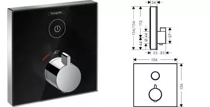 HG 15 737 600 ShowerSelect Glass Термостат для одного потребителя, чёрный/хром (внеш.монт.часть) · ShowerSelect, Hansgrohe, 15737600 HG 15 737 600 ShowerSelect Glass Термостат для одного потребителя, чёрный/хром (внеш.монт.часть) · ShowerSelect, Hansgrohe, 15737600
