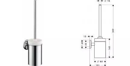 Ёршик для унитаза «Hansgrohe» Logis Classic 41632000 на стену хром