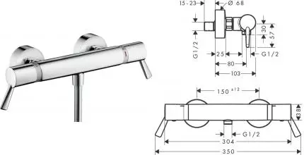 Смеситель для душа «Hansgrohe» Ecostat Comfort Care 13117000 с термостатом хром