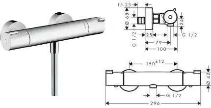 Смеситель для душа «Hansgrohe» Ecostat 1001 CL 13211000 с термостатом хром