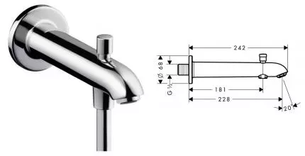 Излив к смесителю «Hansgrohe» 13424000 с дивертором 24,2 хром Излив к смесителю «Hansgrohe» 13424000 с дивертором 24,2 хром