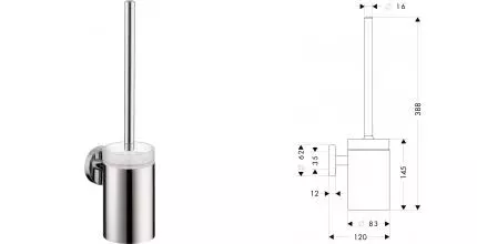 Ёршик для унитаза «Hansgrohe» Logis 40522000 на стену хром Ёршик для унитаза «Hansgrohe» Logis 40522000 на стену хром