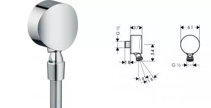 Подключение для душевого шланга «Hansgrohe» FixFit S 27506000 с обратным клапаном хром Подключение для душевого шланга «Hansgrohe» FixFit S 27506000 с обратным клапаном хром