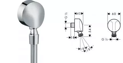 Подключение для душевого шланга «Hansgrohe» FixFit E 27505000 с обратным клапаном хром