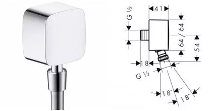 Подключение для душевого шланга «Hansgrohe» PuraVida 27414000 хром Подключение для душевого шланга «Hansgrohe» PuraVida 27414000 хром